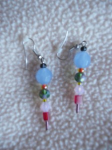 Glass, Cathedral Glass & Crystal Earrings $10