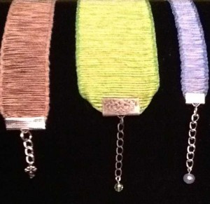 Bracelets-Anklets- 8-9inch Camel, 6- 7inch Green and 5.5-6.5inch Blue Ribbon- Silver Plate-Antique Metal $10 each