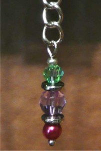 Green & Lilac Glass Rondelles With Hot Pink Faux Pearl- silver-plated $10